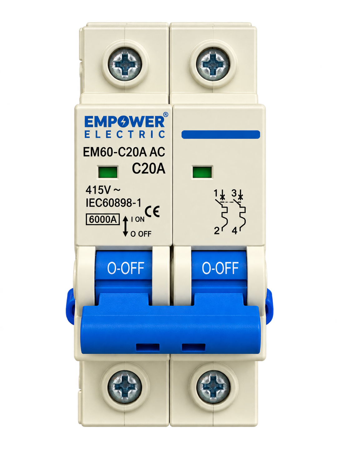 EMPOWER ELECTRIC EM60-C20A 20A 2 POLE C CURVE AC MCB