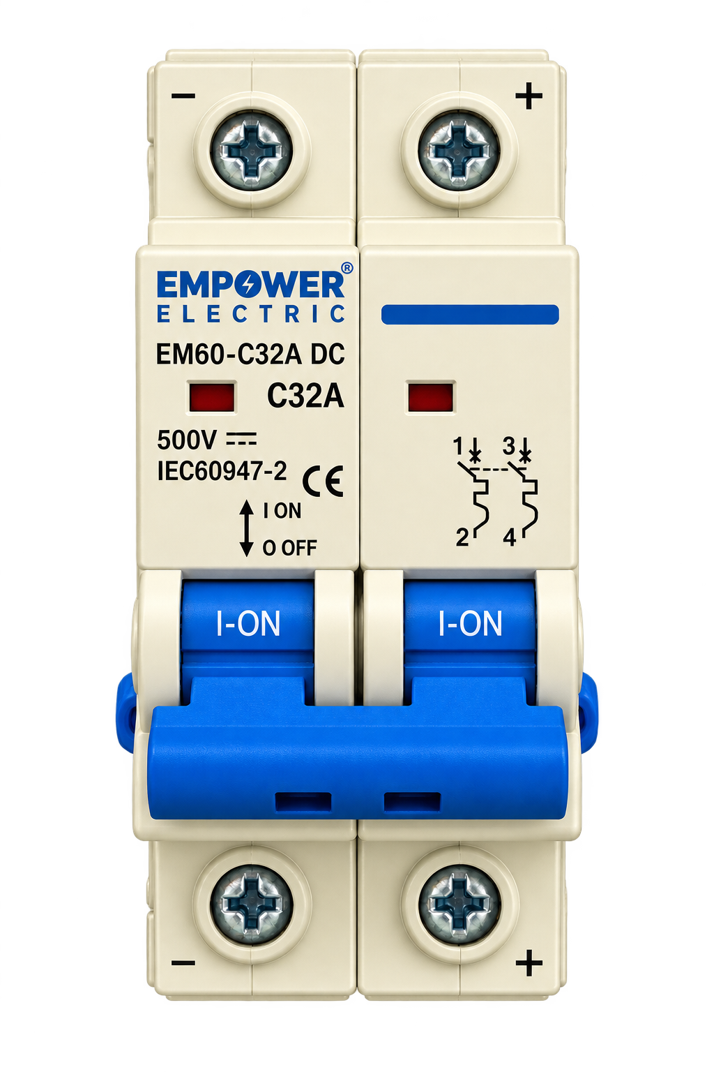 EMPOWER ELECTRIC EM60-C32A DC 32A 2 POLE DC MINIATURE CIRCUIT BREAKER 500V